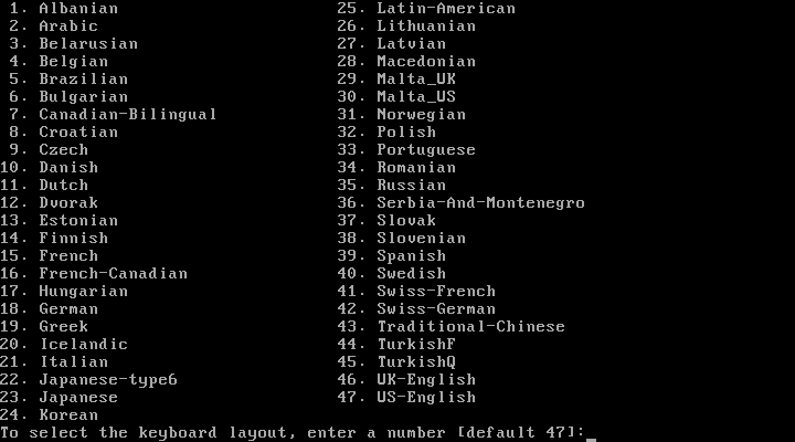 Choose keyboard layout