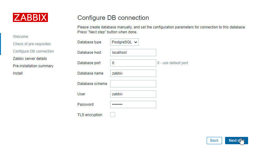 Zabbix database